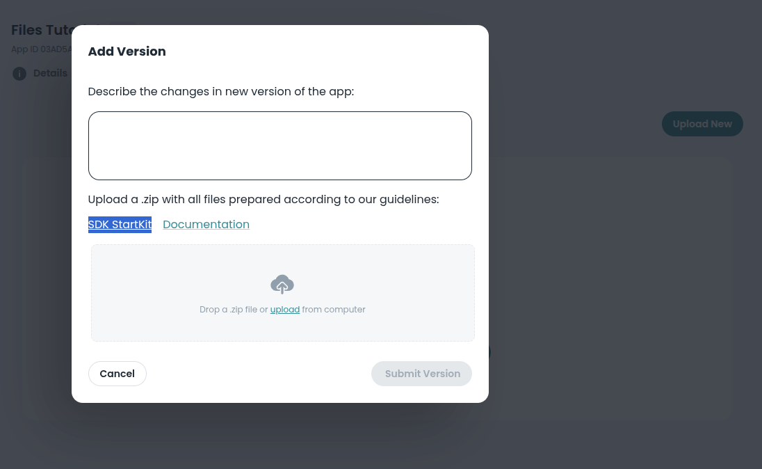 Upload Dialog